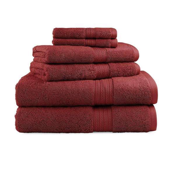 Liz Claiborne Luxury Egyptian Cotton Bath Rug Set, One Size, Red