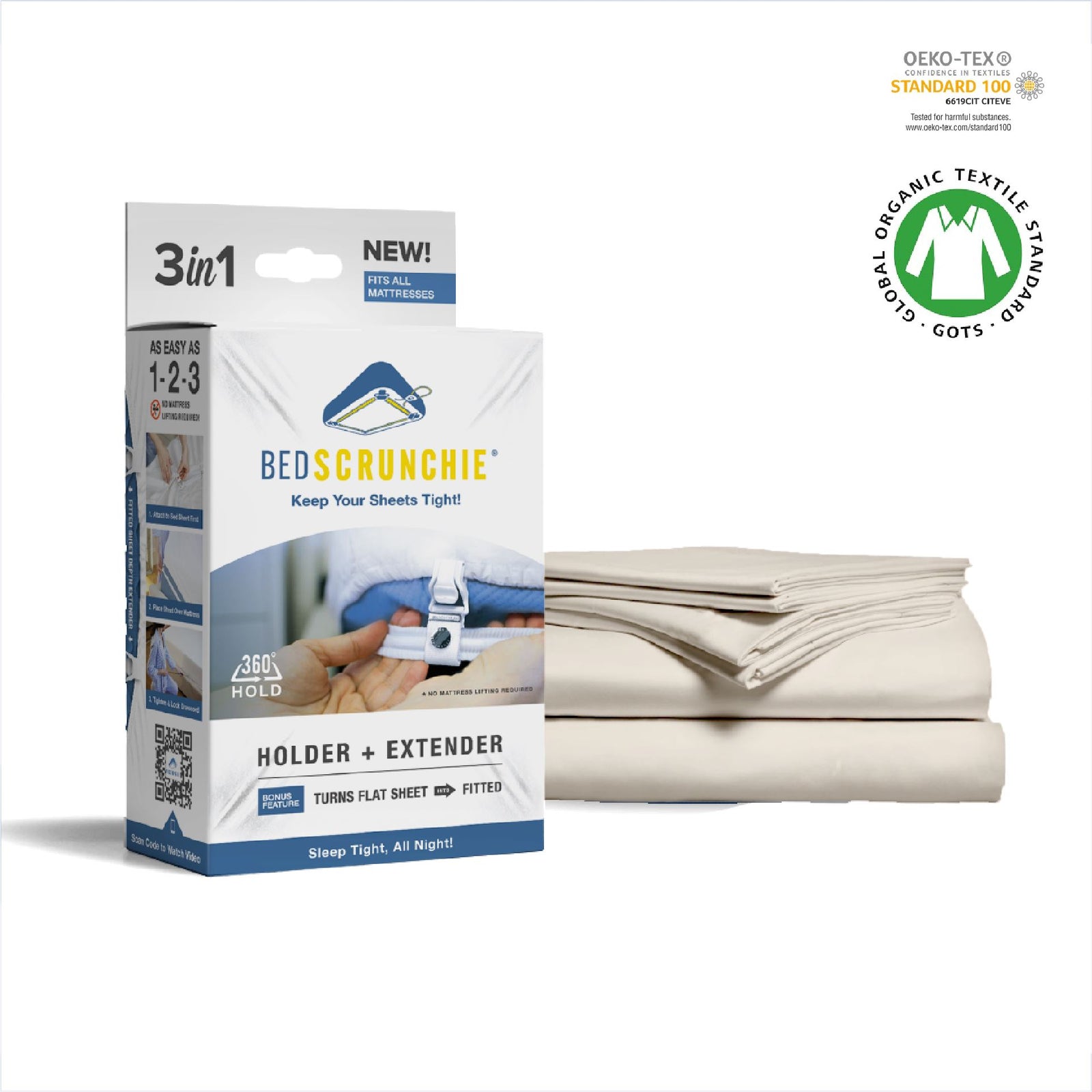 Organic Cotton Sheet Set + Bed Scrunchie Bundle