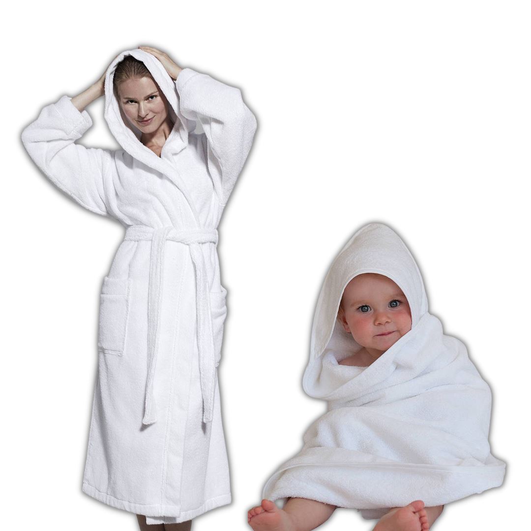 Intimo Robe and Vienna Hooded Baby Towel Bundle