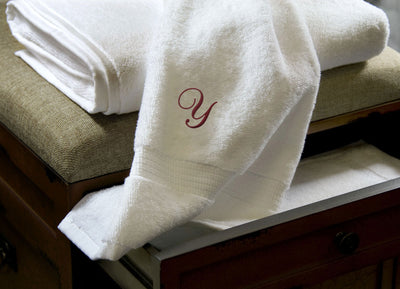 Monogrammed Luxury IVORY Bath Towel Set Hand Towels Wedding 