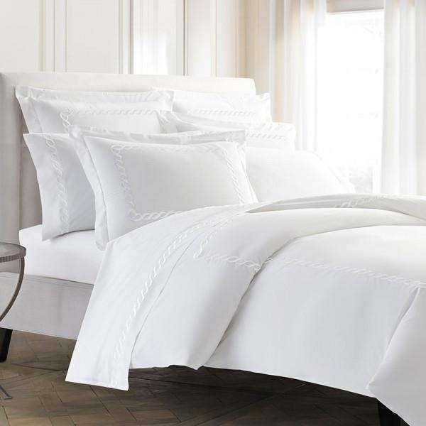Pisano Eucalyptus Percale Embroidered Pillow Cases - Luxor Linens 